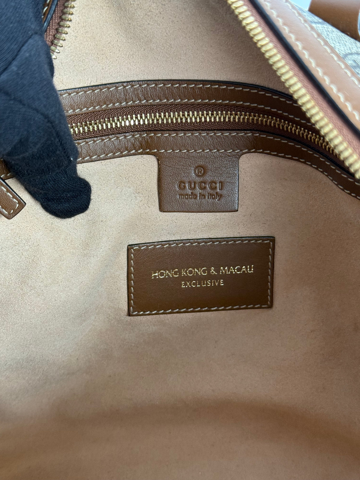 Gucci Beige/Ebony GG Supreme Coated Canvas Butterfly Embroidered Boston Bag