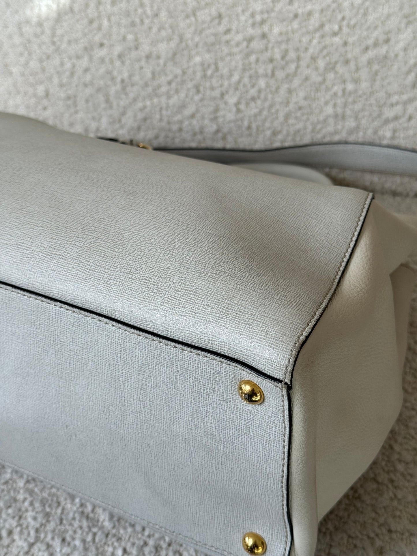 Fendi Grey/Beige Leather Medium 2Jours Tote Bag