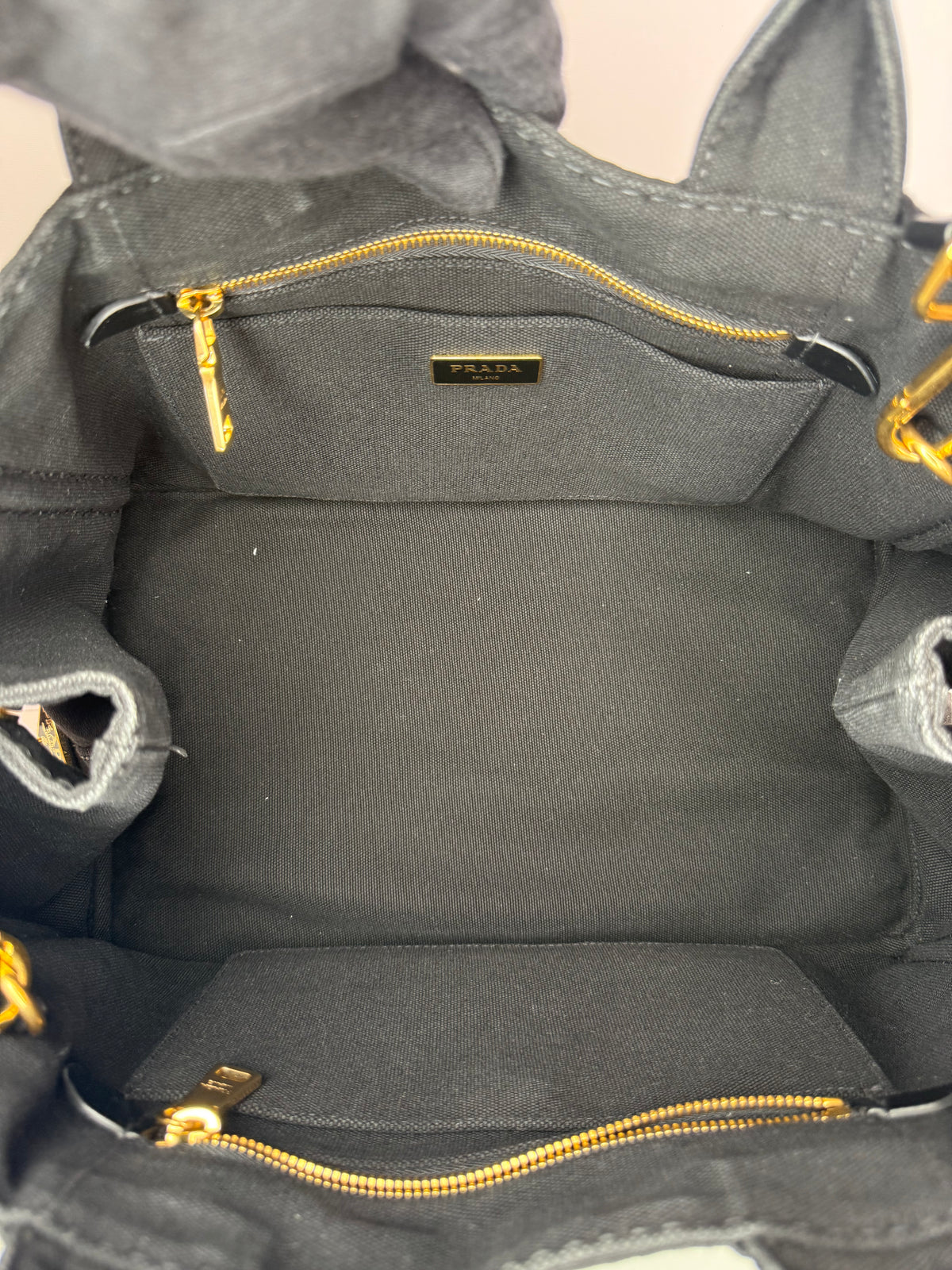 Prada Black Denim Canapa Logo Satchel