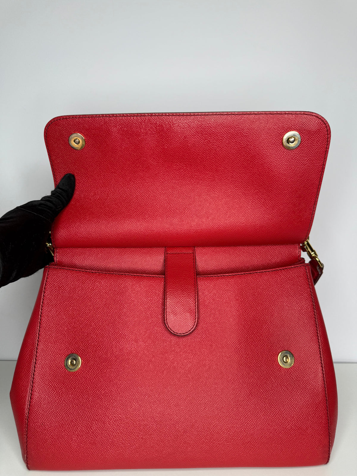 Dolce Gabbana Large Miss Sicily Red Leather Top Handle Bag
