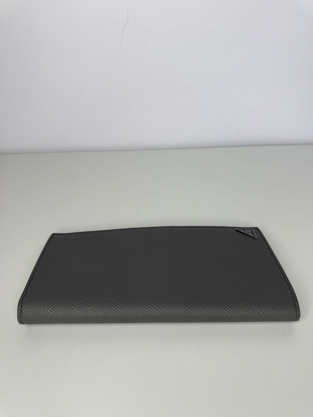 Prada Grey Saffiano Leather Bi Fold Long Wallet