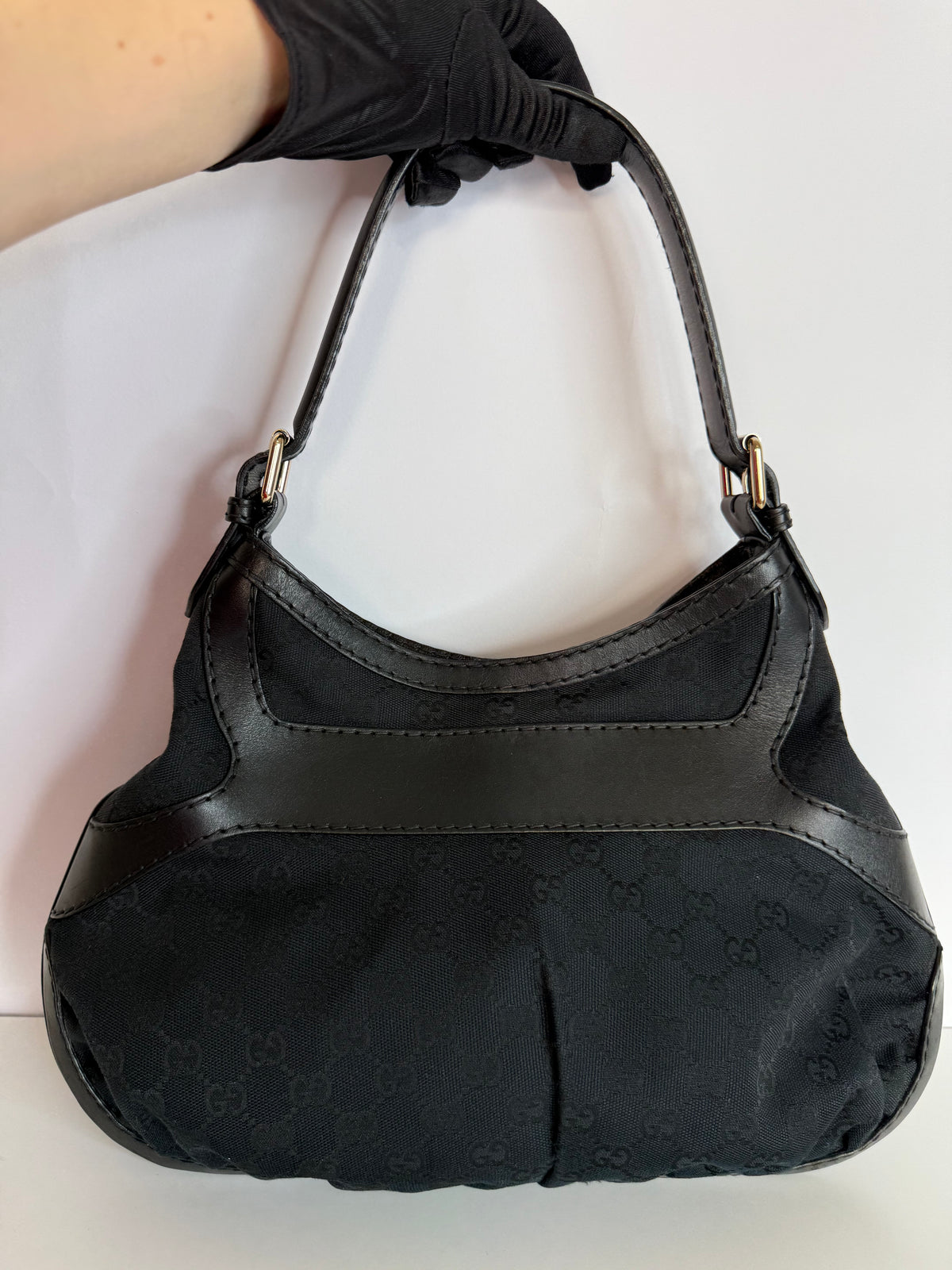 Gucci Black GG Canvas Queen Medium Hobo Bag