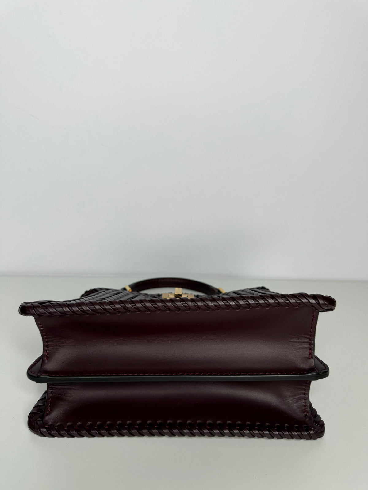 Fendi Peekaboo ISeeU Petite Burgundy Interlace Leather Bag