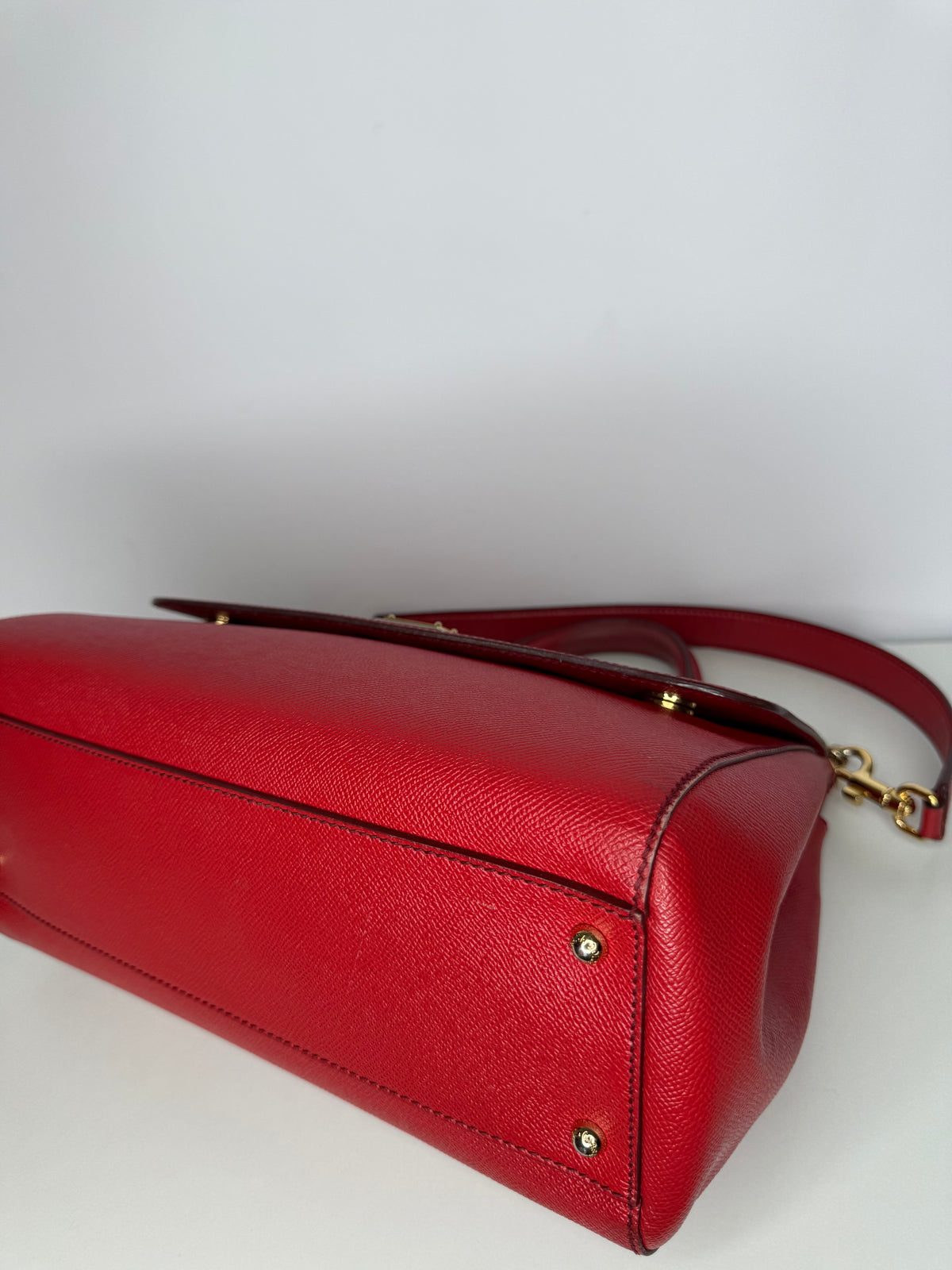 Dolce Gabbana Large Miss Sicily Red Leather Top Handle Bag