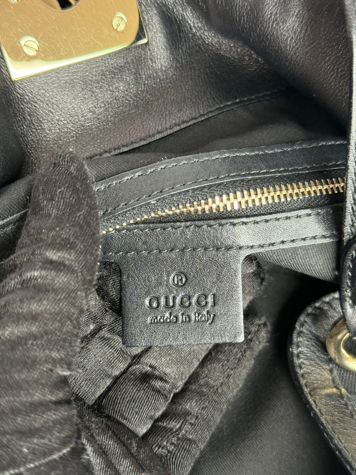 Gucci Black GG Canvas Medium Babouska Indy Top Handle Bag