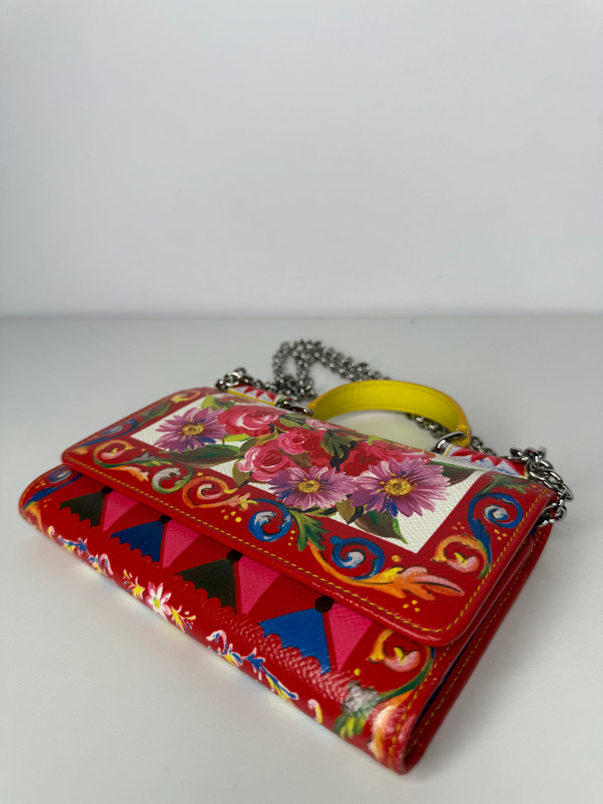 Dolce Gabbana Multicolor Printed Leather Miss Sicily Von Wallet on Chain