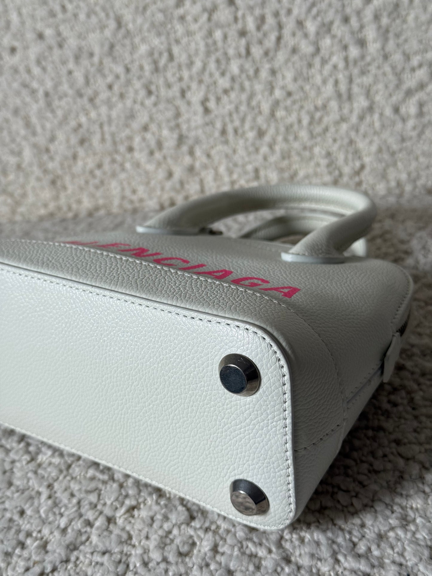 Balenciaga White/Pink XXS Ville Top Handle Handbag