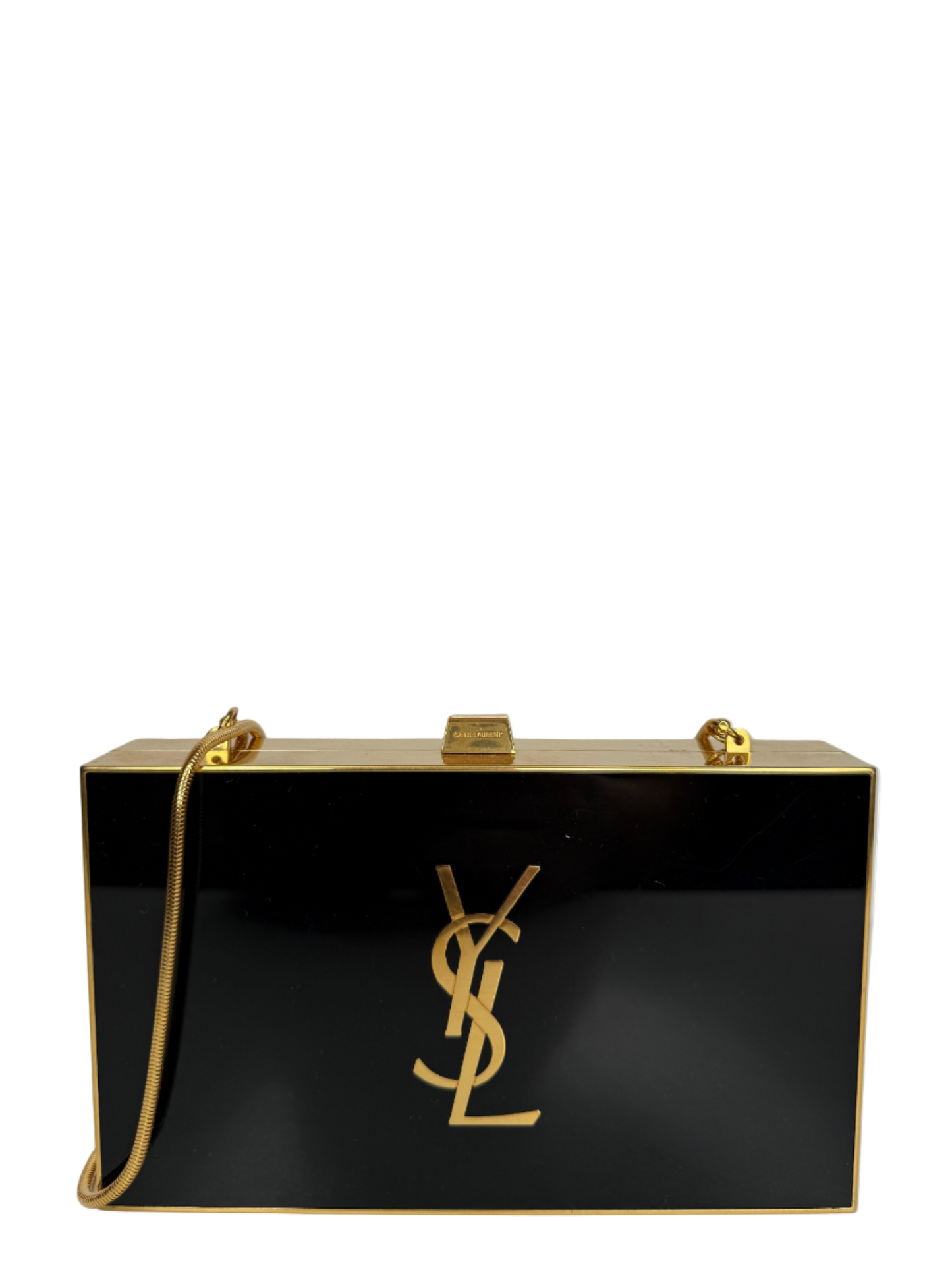 Yves Saint Laurent Plexiglass Minaudiere Tuxedo Box Clutch Black