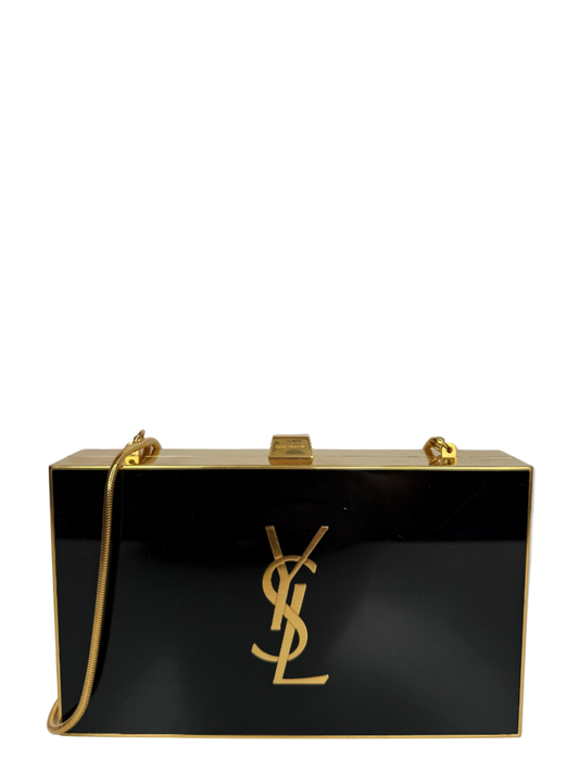 Yves Saint Laurent Plexiglass Minaudiere Tuxedo Box Clutch Black