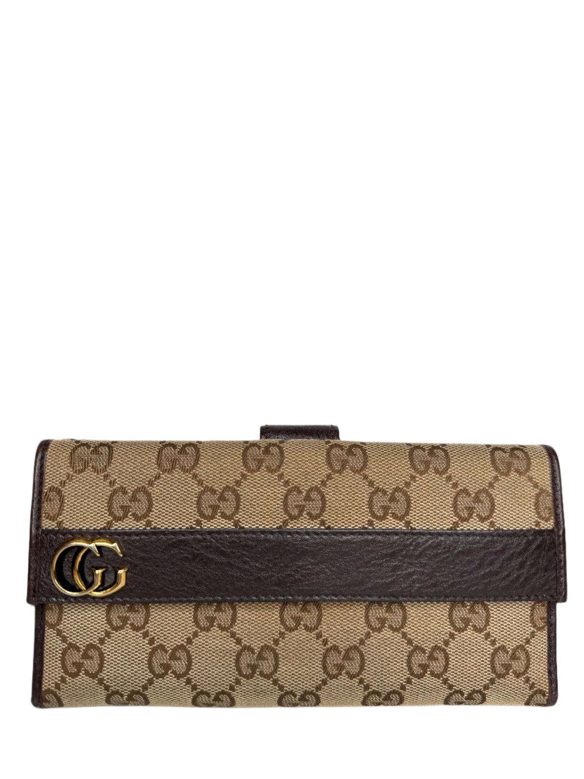 Gucci Brown/Beige GG Canvas and Leather Continental Wallet