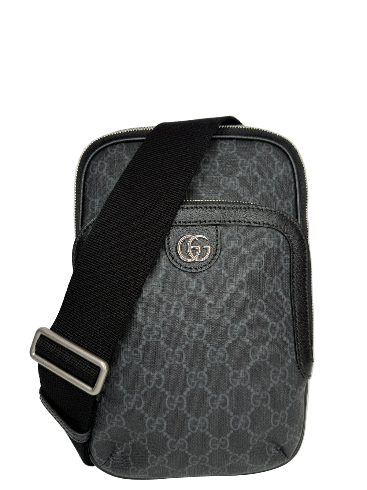Gucci GG Supreme Canvas and Leather Trim Sling Crossbody Bag