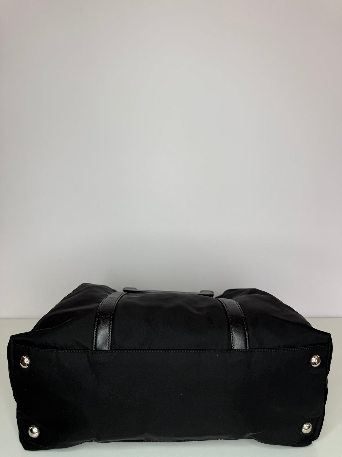 Prada Black Nylon and Leather Tote Bag