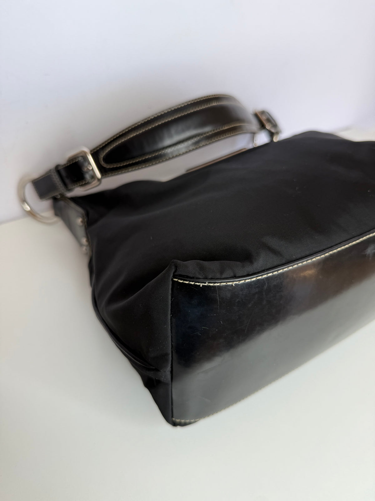 Prada Black Nylon Triangle Logo Shoulder Bag