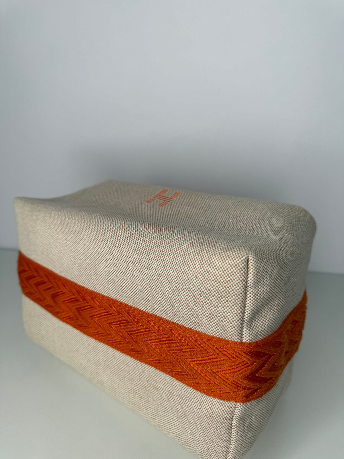 Hermes Canvas Large Bride-A-Brac Pouch Natural Orange