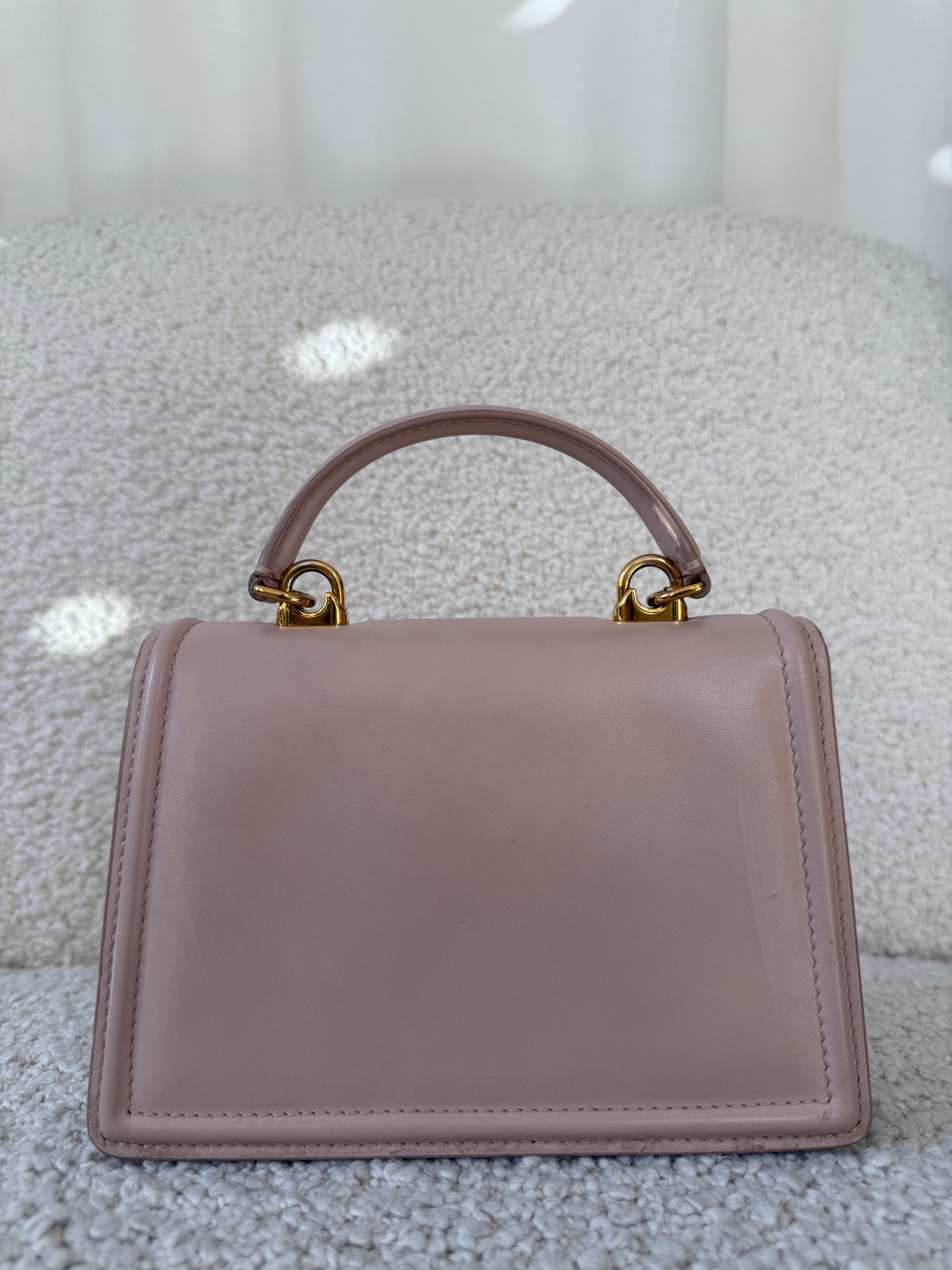 Dolce Gabbana Small Smooth Calfskin Devotion Bag Cream