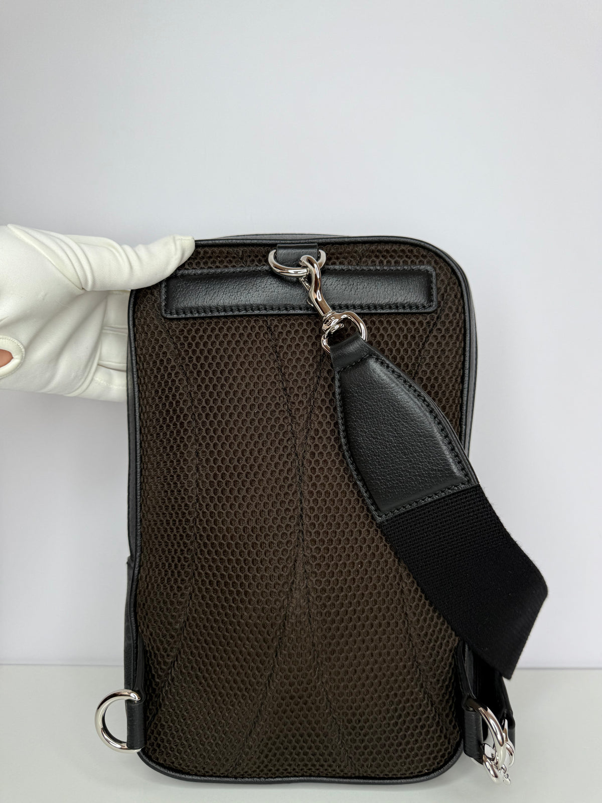 Gucci GG Supreme Canvas and Leather Trim Sling Crossbody Bag