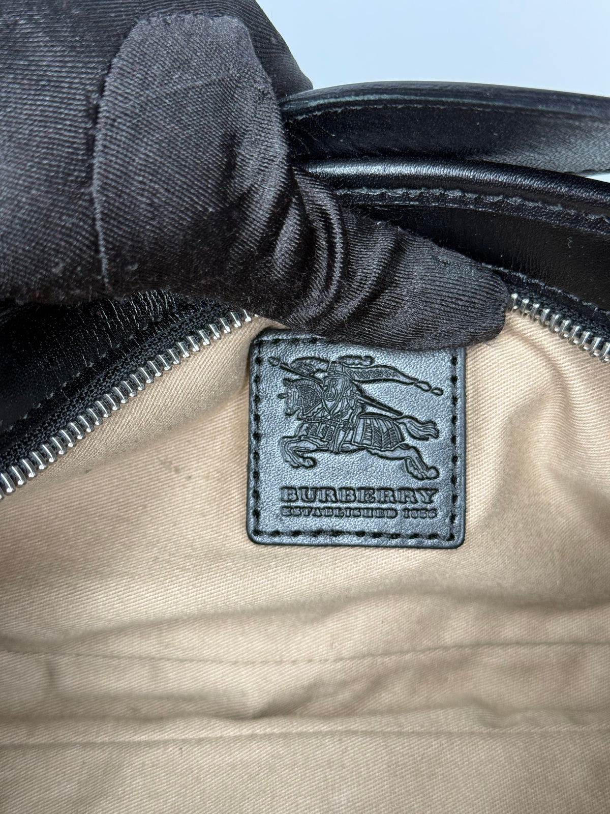 Burberry Black/Beige House Check PVC and Leather Pochette Bag