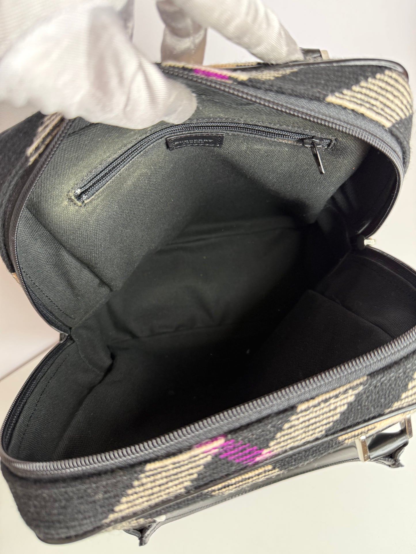 Burberry Black Plaid Wool Shoulder Bag