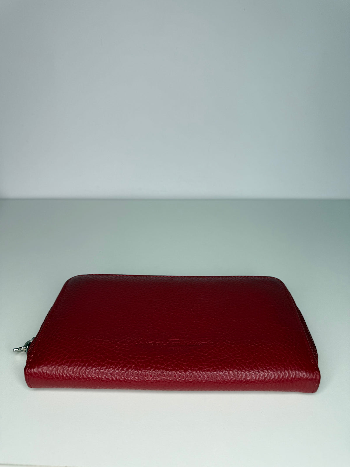 Salvatore Ferragamo Red Leather Zip Around Wallet