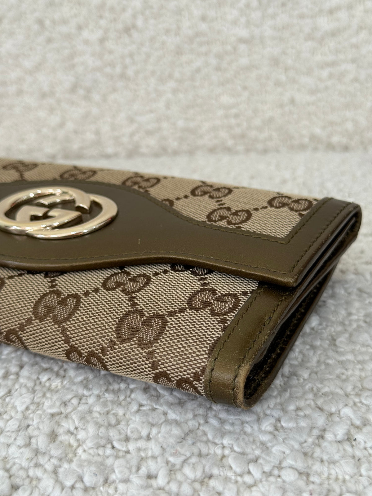 Gucci GG Interlocking Canvas Bifold Long Wallet Brown