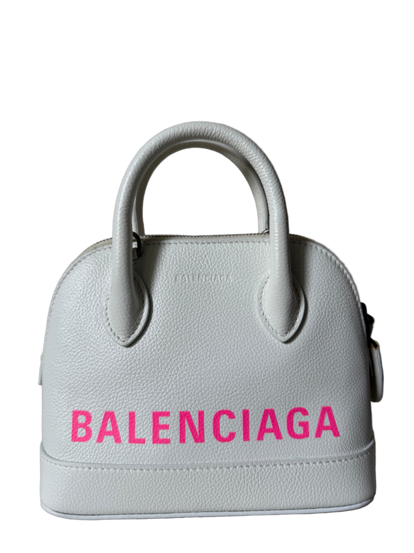 Balenciaga White/Pink XXS Ville Top Handle Handbag