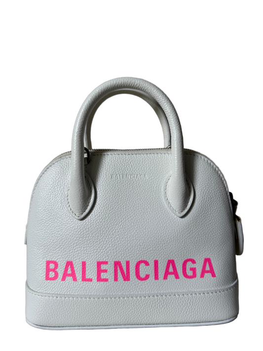 Balenciaga White/Pink XXS Ville Top Handle Handbag