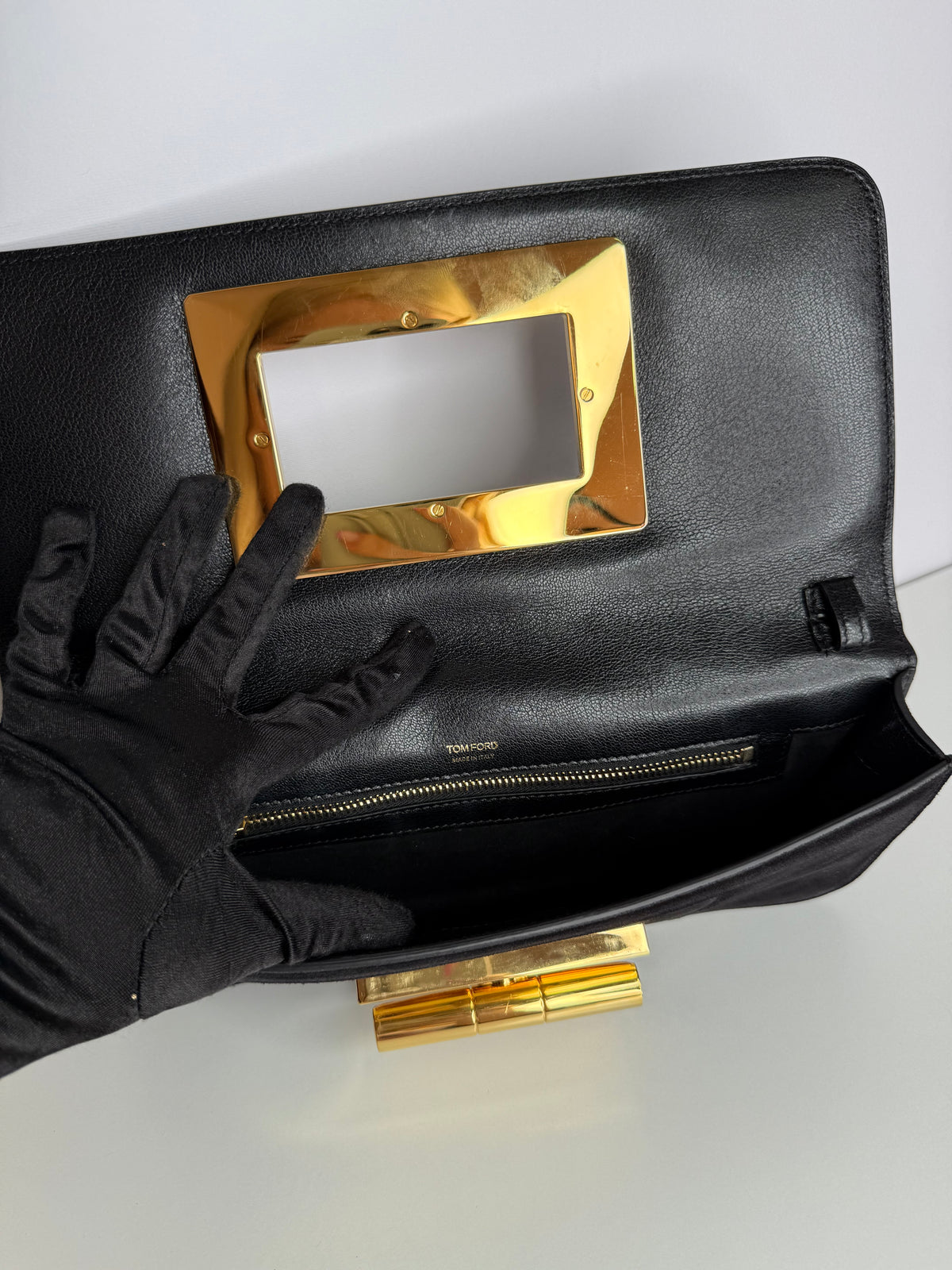 Tom Ford Black Nubuck Leather Natalia Clutch