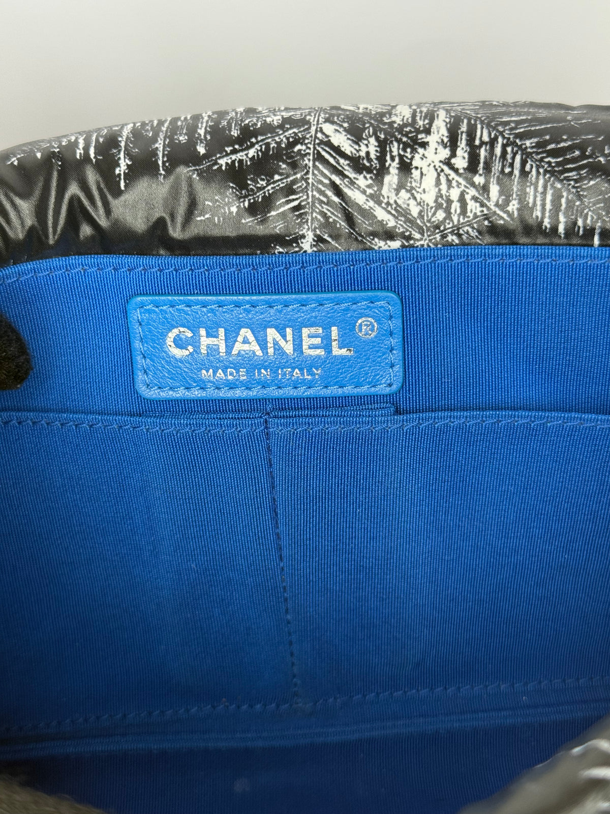 Chanel Limited Edition Snowflake Flap Bag in Black/Blue Nylon