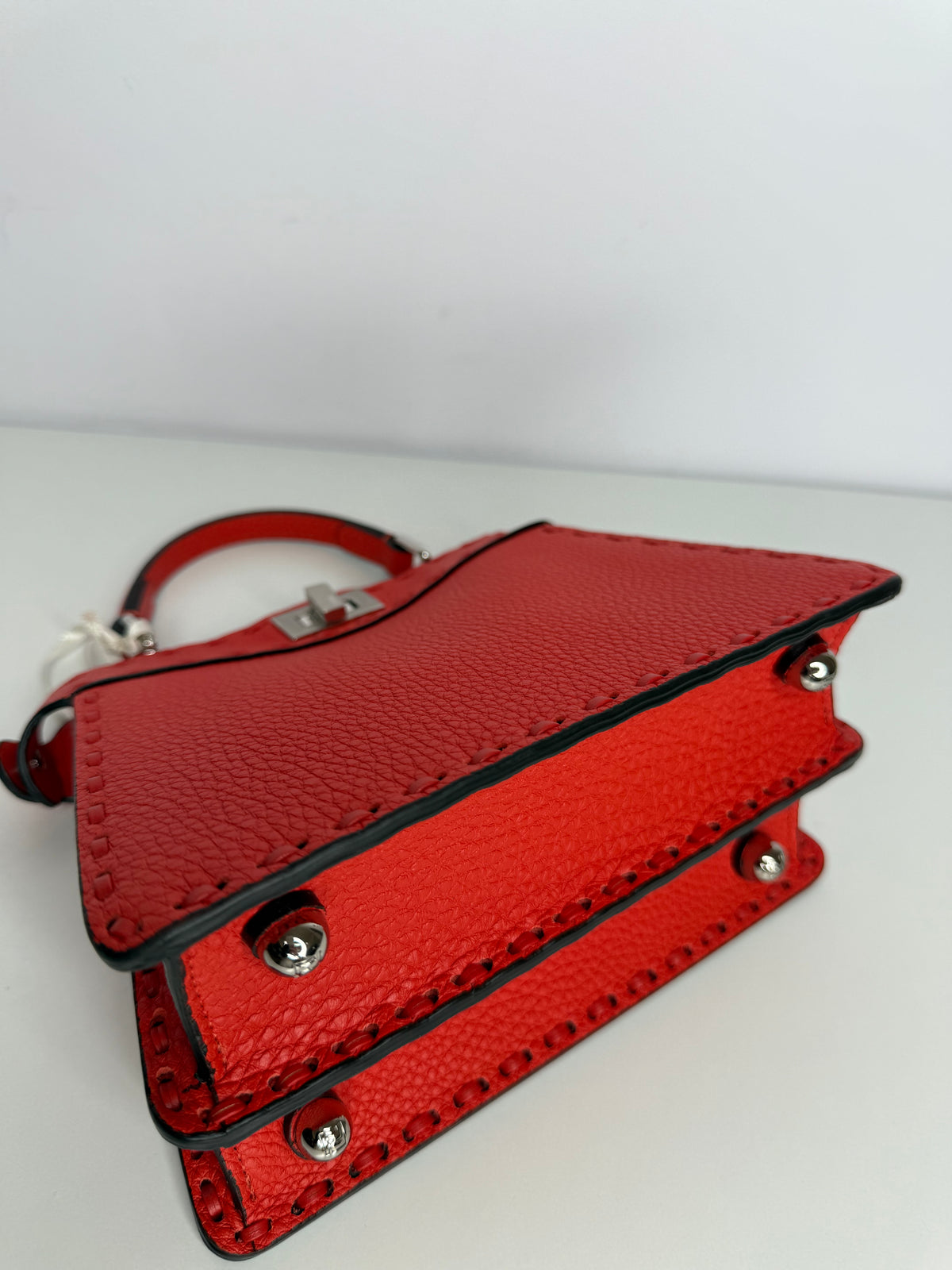 Fendi Peekaboo ISeeU Petite Orange Selleria with 306 Hand-sewn Topstitches
