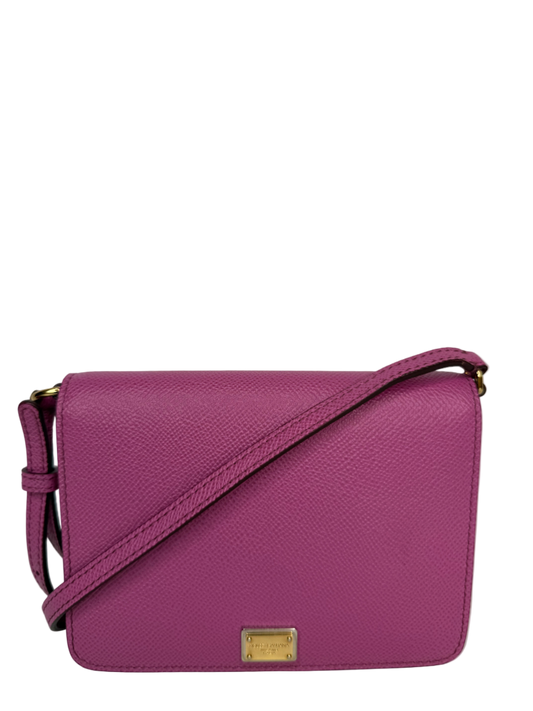 Dolce Gabbana Pink Dauphine Leather Mini Crossbody Bag