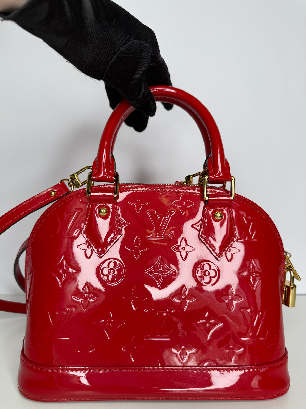 Louis Vuitton Alma BB Red Monogram Vernis Leather