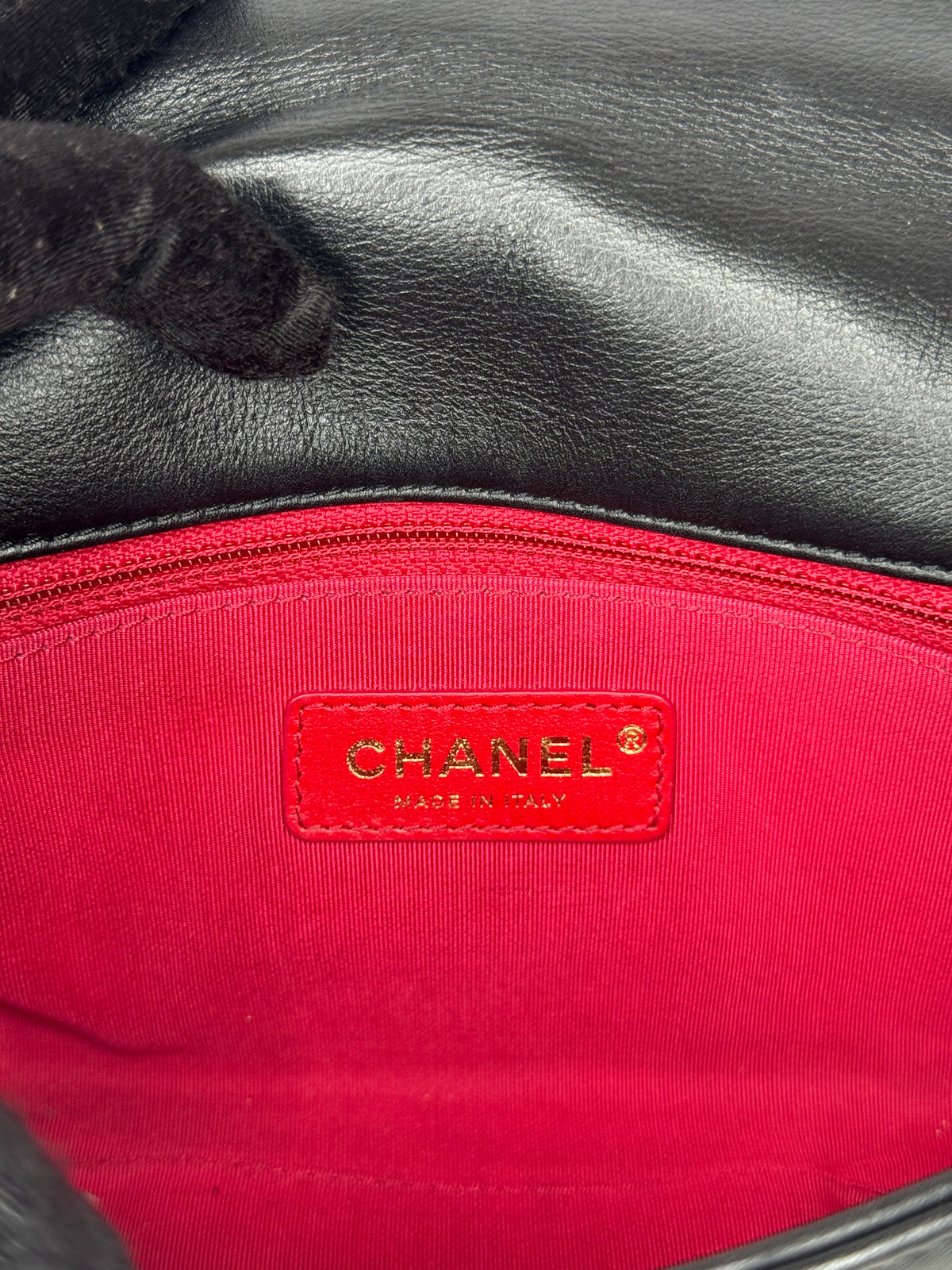 Chanel Logo Enchained Black Quilted Calfskin Flap Bag