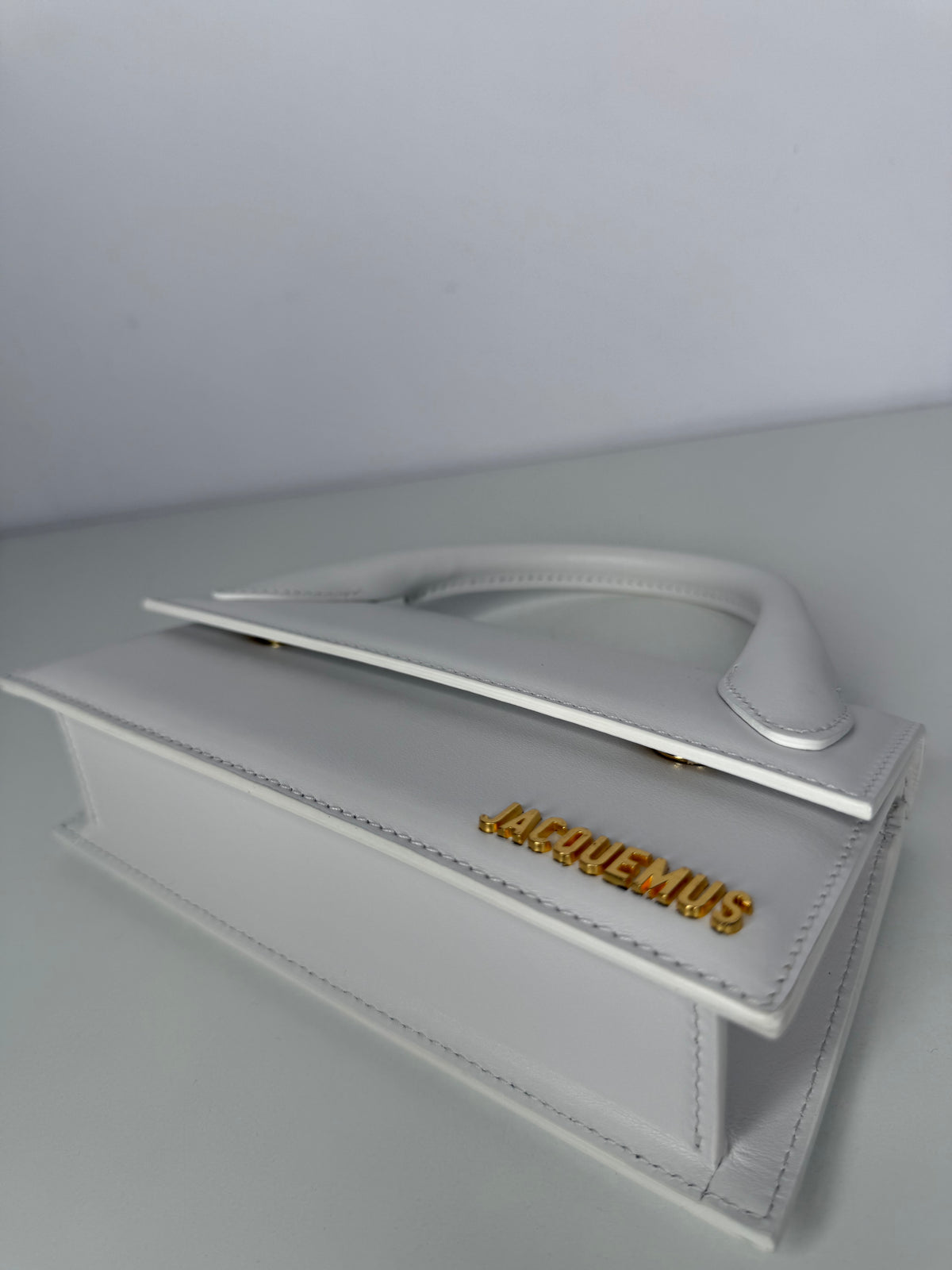 Jacquemus Le Chiquito Long White Smooth Leather Top Handle Bag
