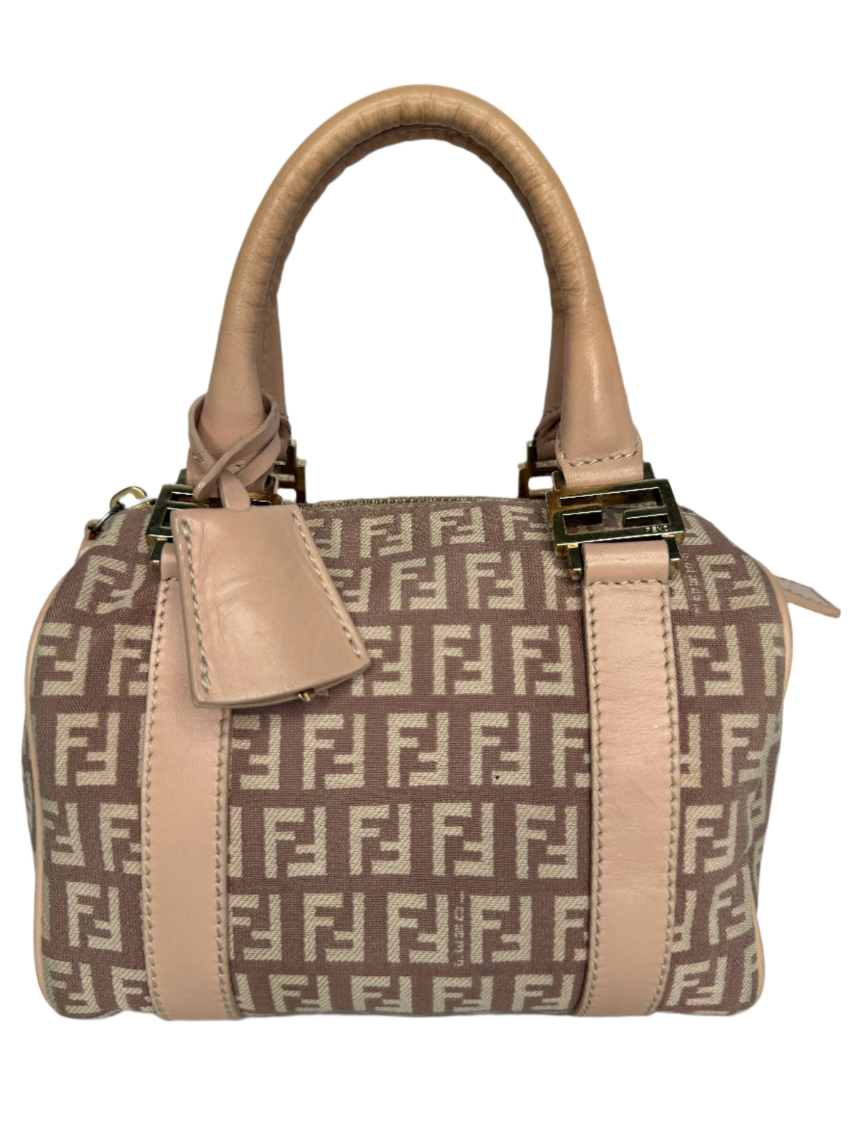 Fendi Zucchino Canvas Mini Boston Bag Pink