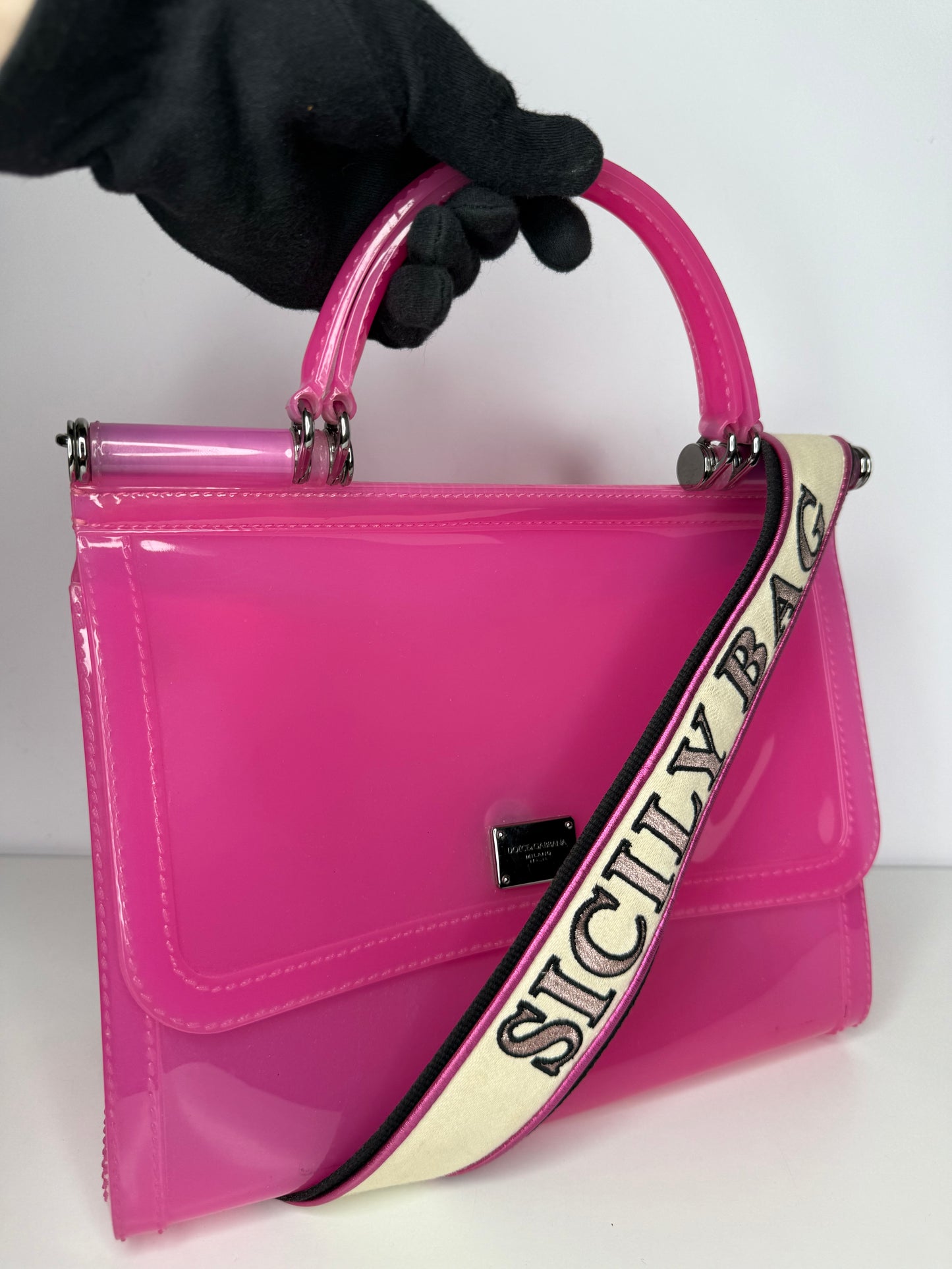 Dolce Gabbana Medium Miss Sicily Pink PVC Handbag