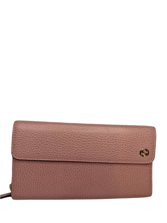 Gucci Pink Leather Interlocking G Continental Wallet