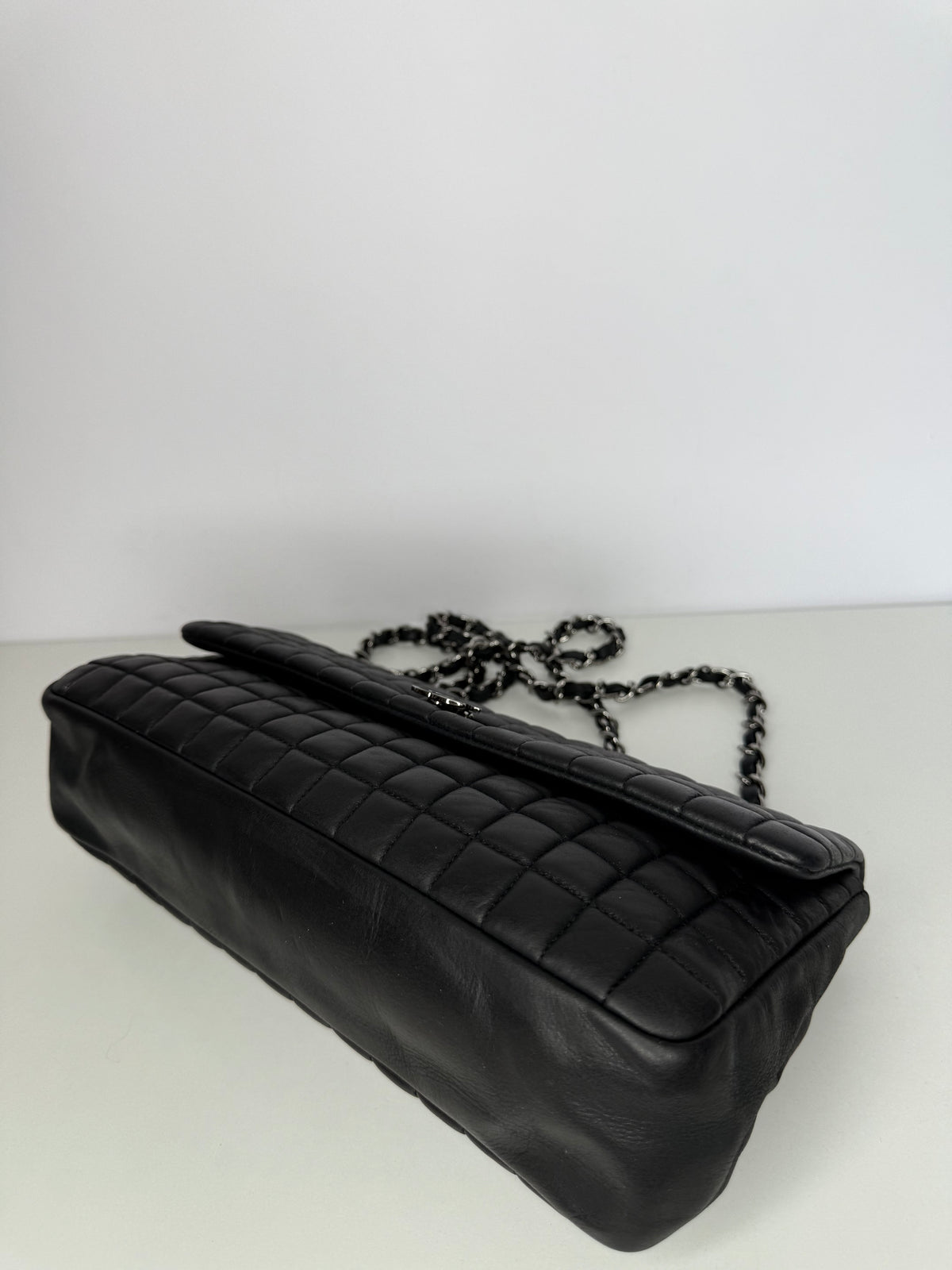 Chanel CC Lock Bubble Quilted Iridescent Calfskin East West Flap