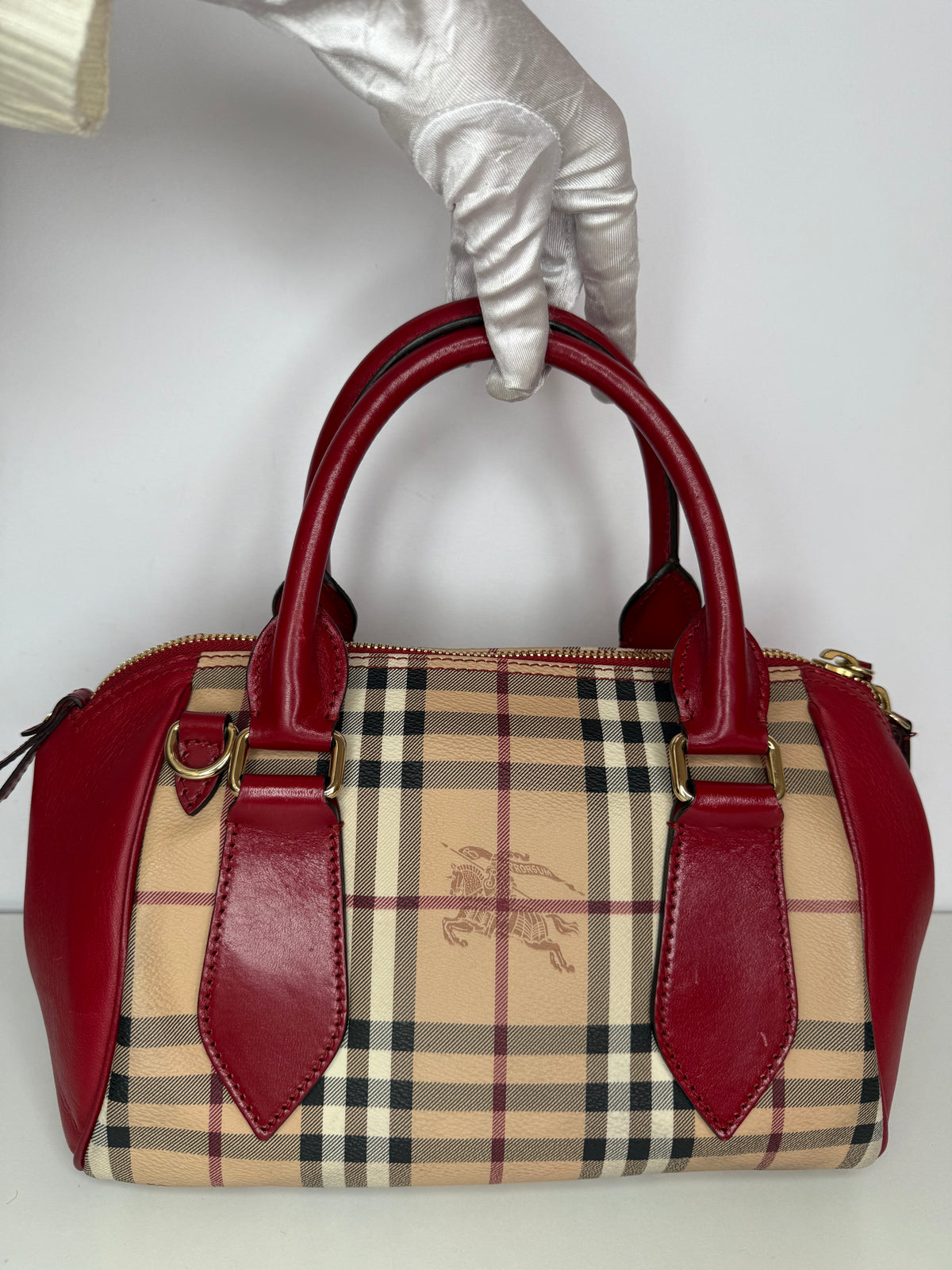Burberry Red Haymarket Panel Blaze Bag