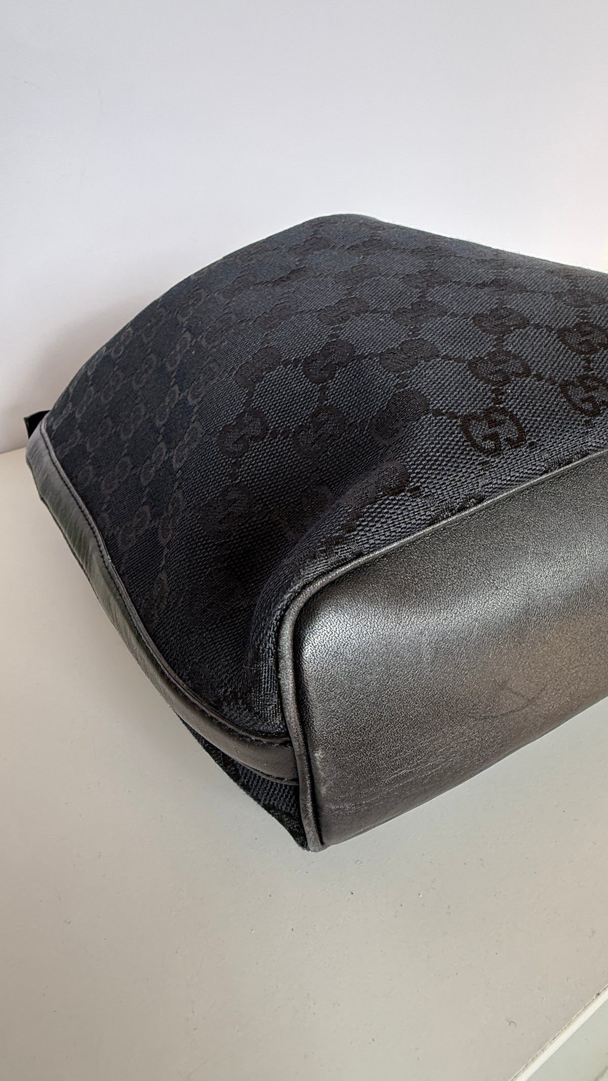 Gucci One Shoulder Bag Black GG Canvas Hobo Bag