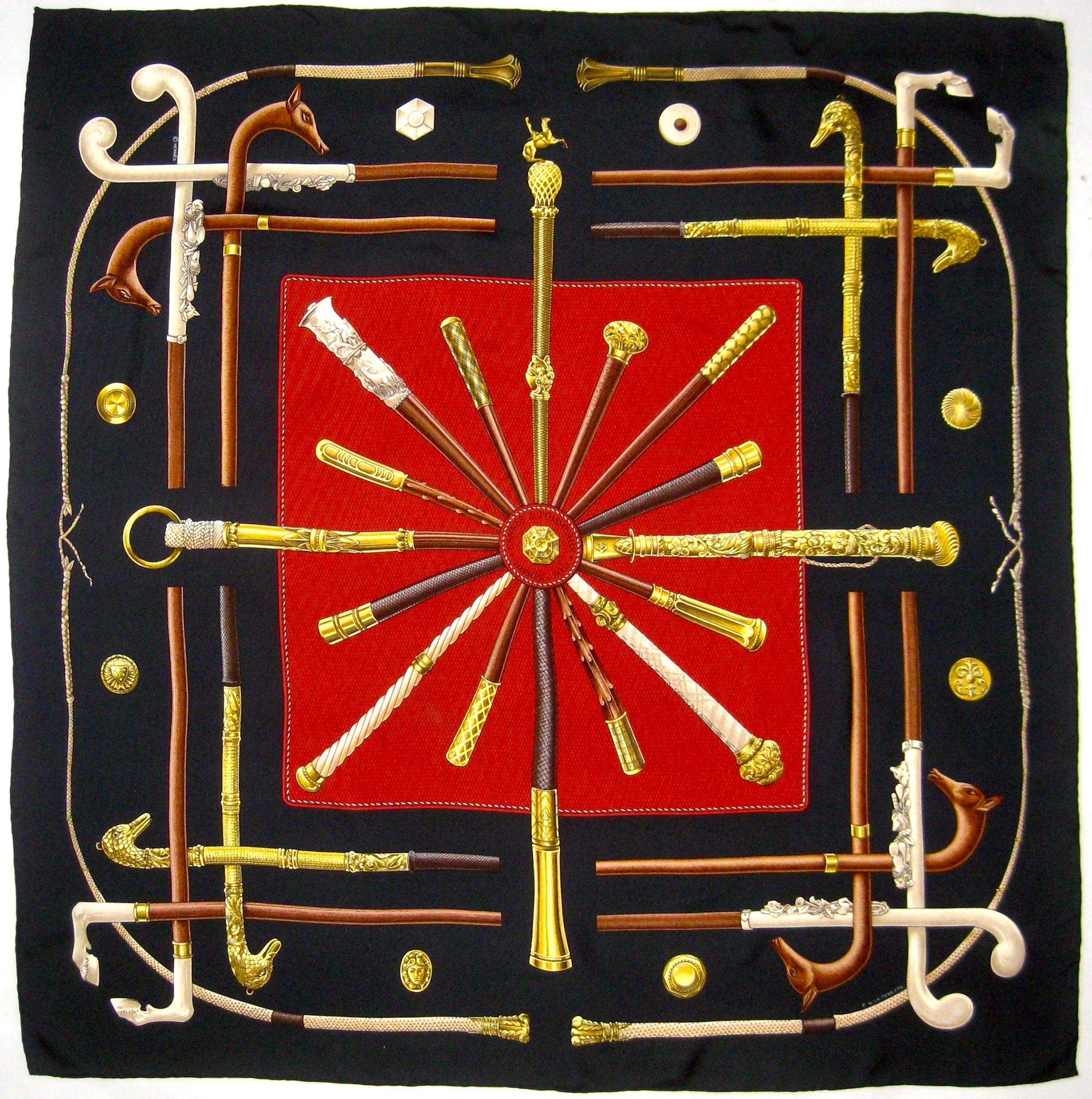 Hermès Cannes et Pommeaux Silk Scarf