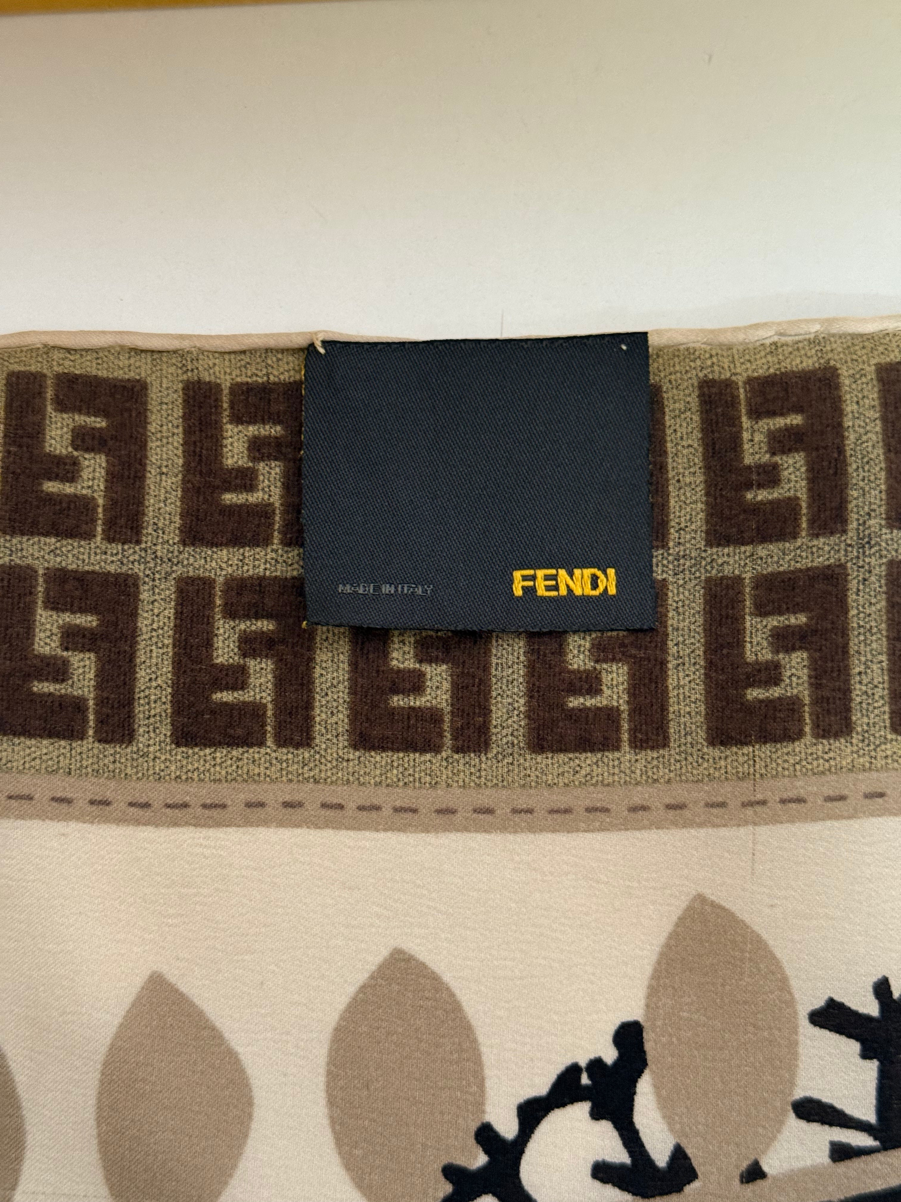 Fendi Zucca Print FF Silk Scarf