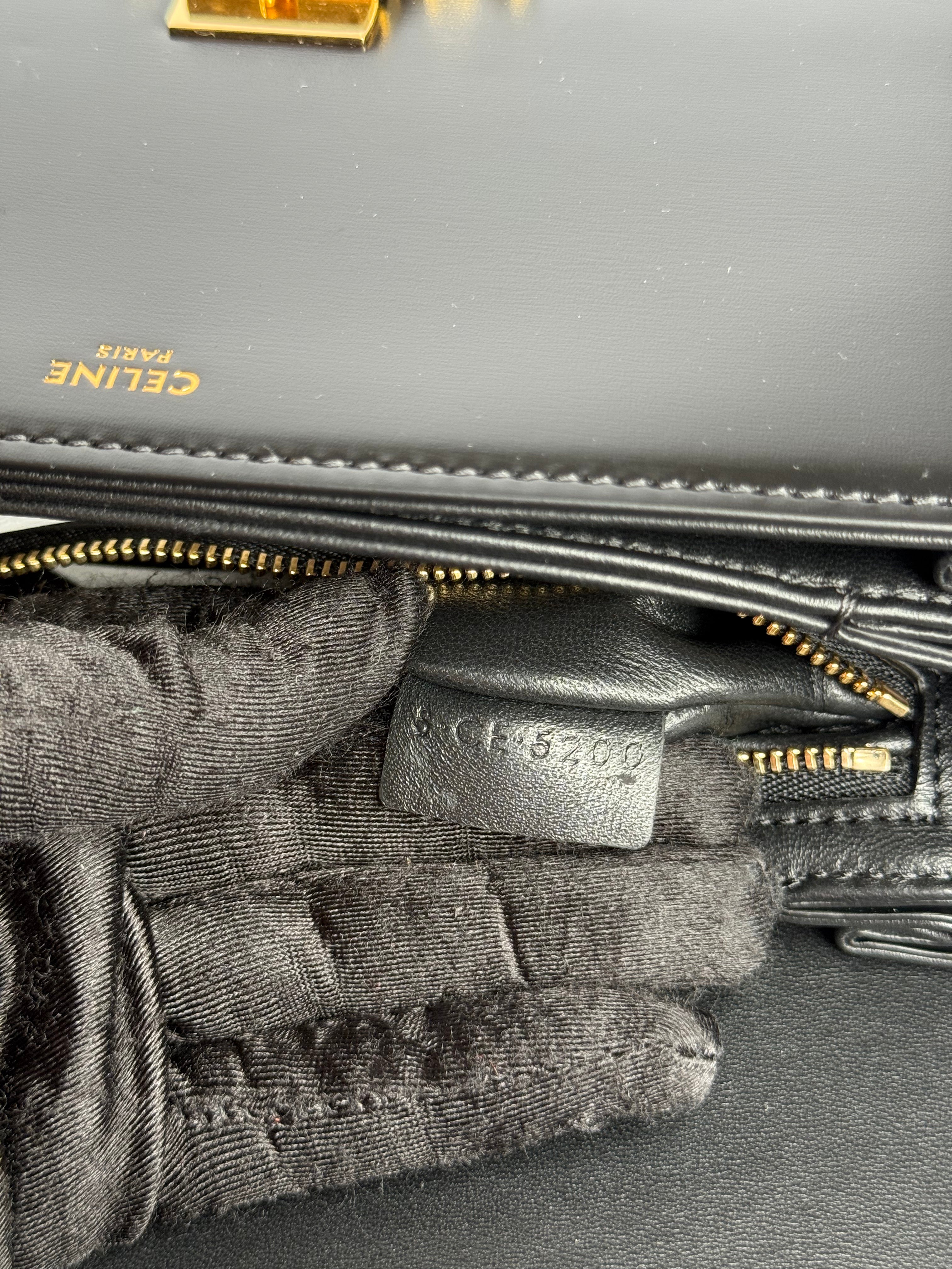 Celine Classique Triomphe Bag in Black Shiny Calfskin