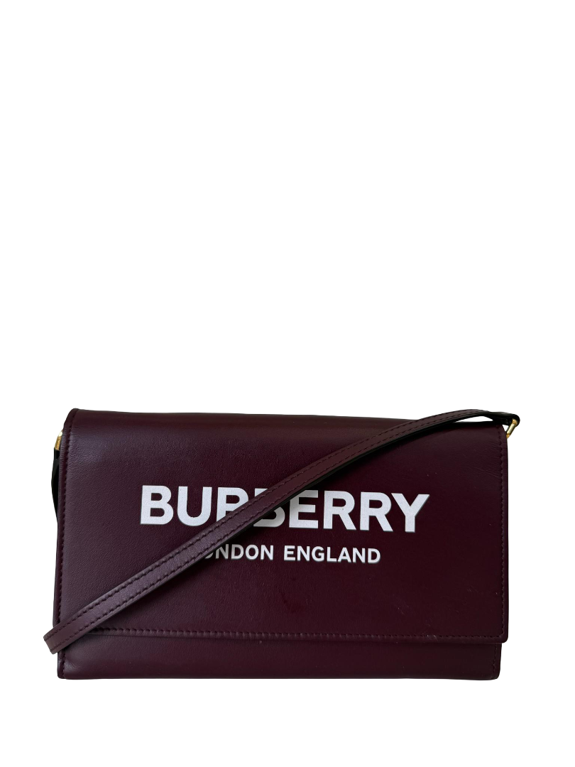 Burberry Hazelmere Burgundy Leather Crossbody Bag