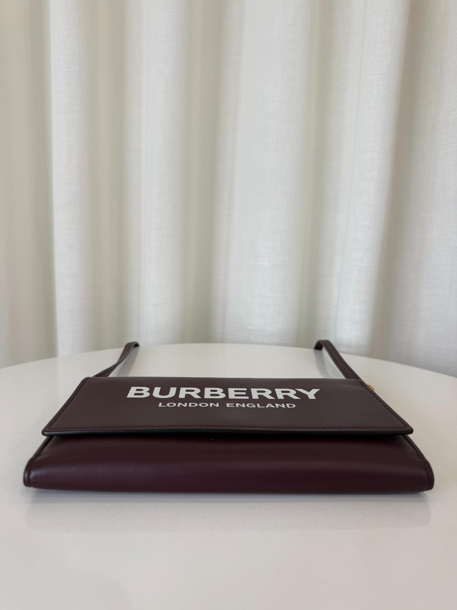 Burberry Hazelmere Burgundy Leather Crossbody Bag