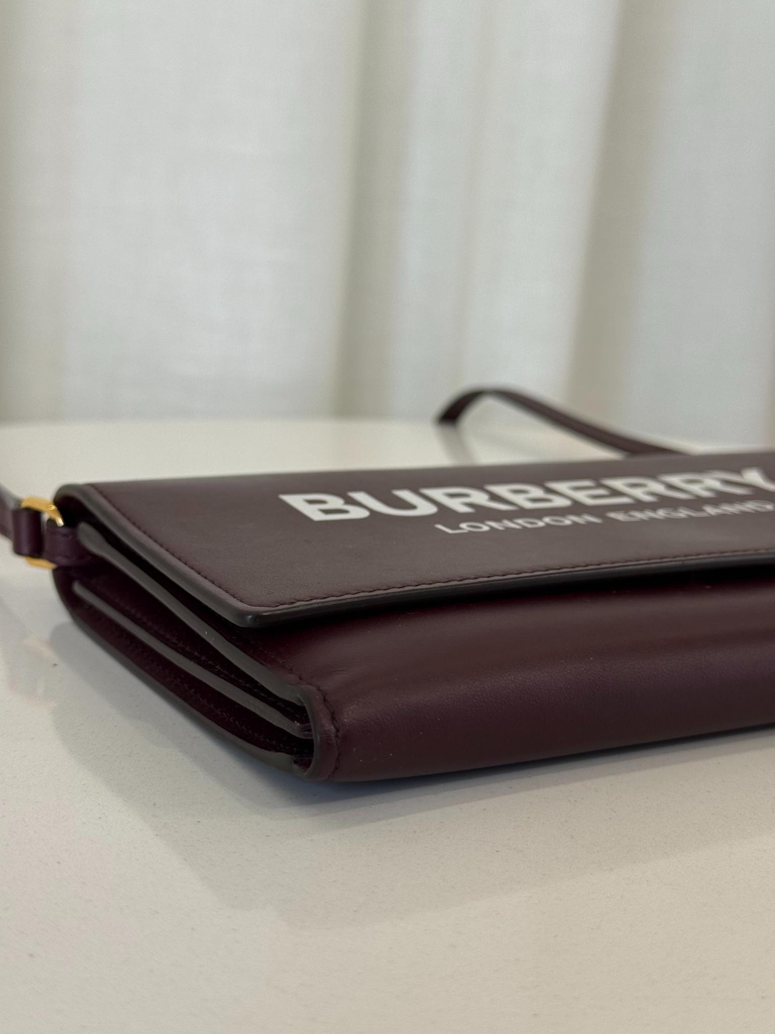 Burberry Hazelmere Burgundy Leather Crossbody Bag