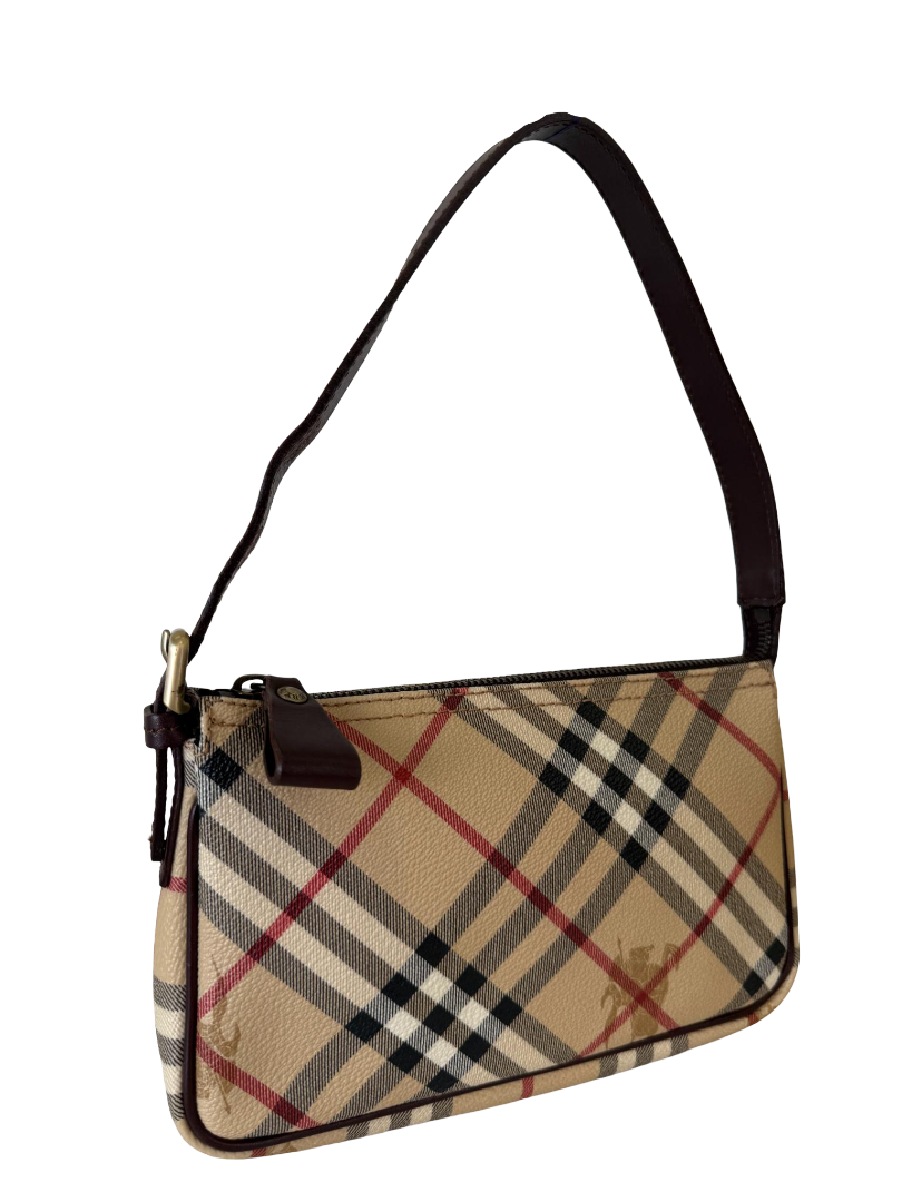 Burberry Haymarket Brown Check Pochette Bag