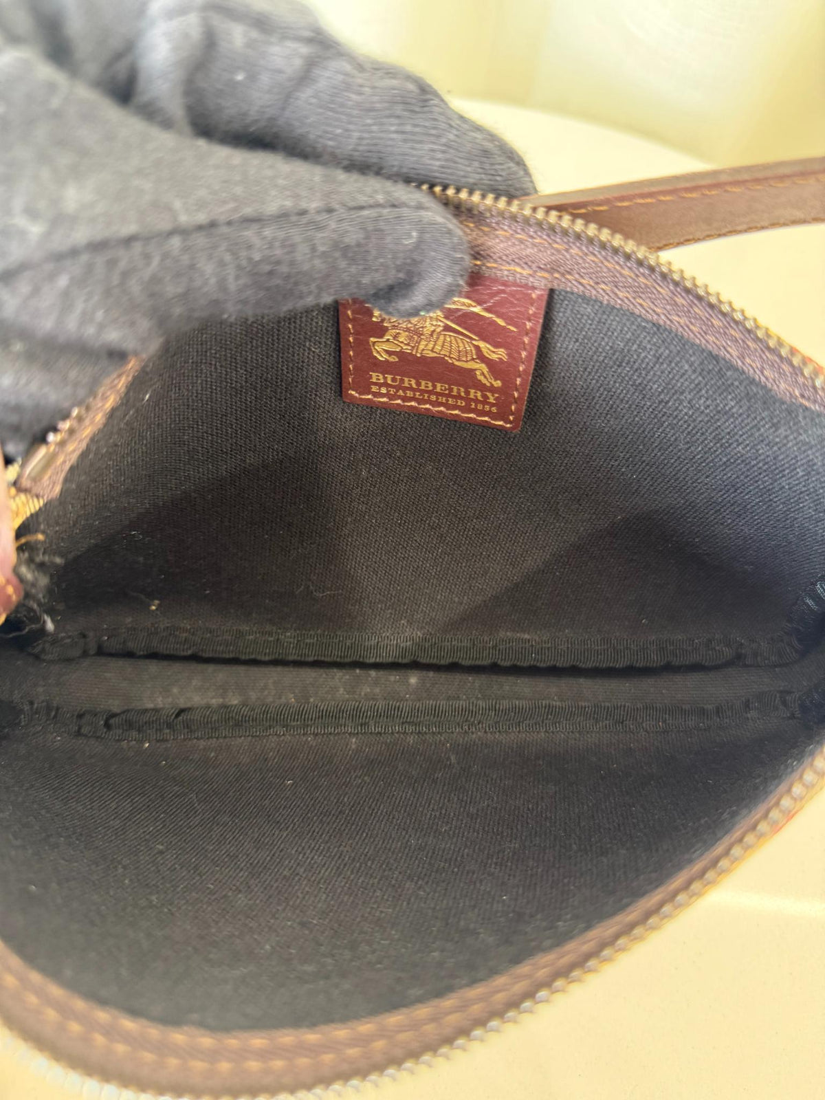 Burberry Haymarket Brown Check Pochette Bag