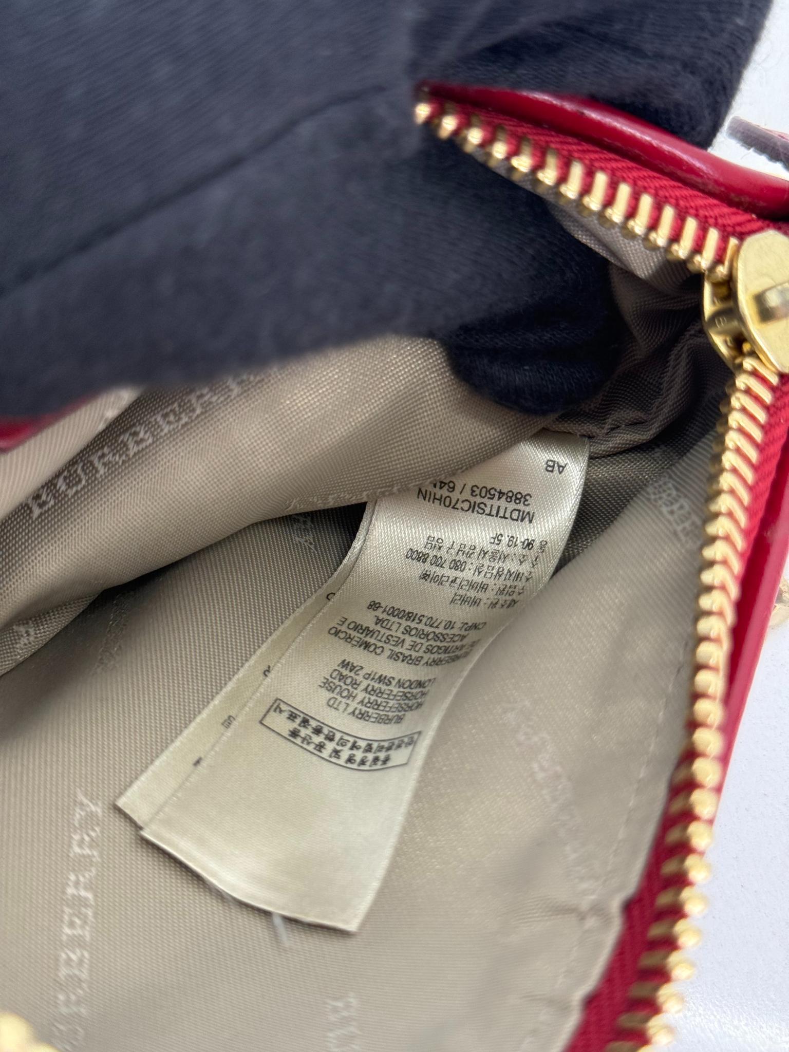 Burberry Clara Red/Beige Haymarket Check Coated Canvas Pochette