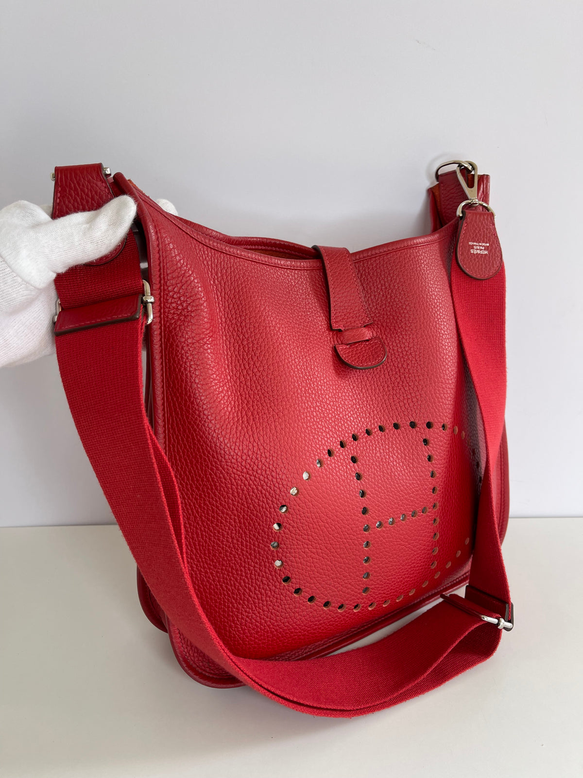 Hermès Evelyne III GM in Red Clemence Leather