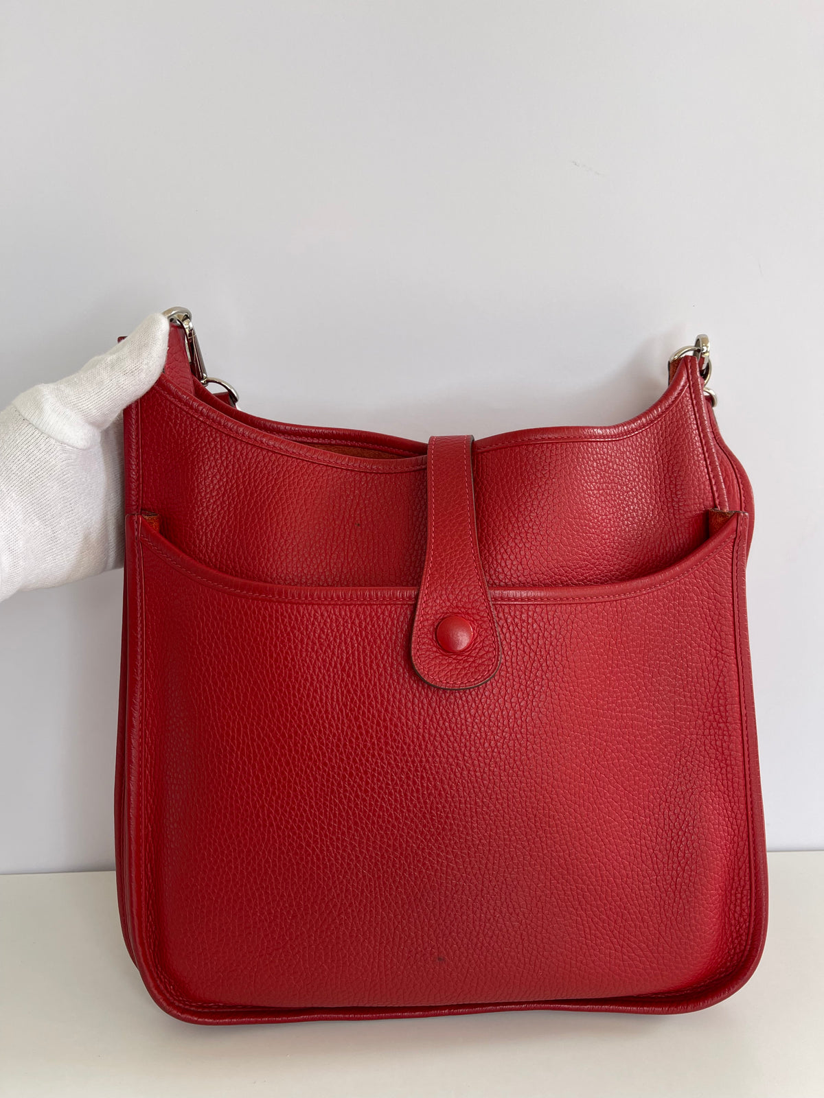 Hermès Evelyne III GM in Red Clemence Leather